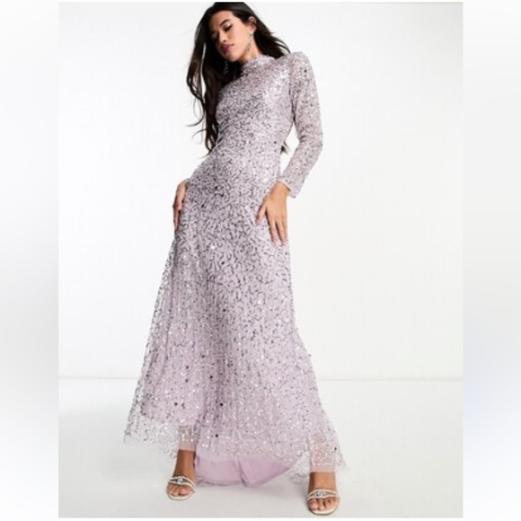 Silvery Sequin Dress Size Large - Picture 2 of 3